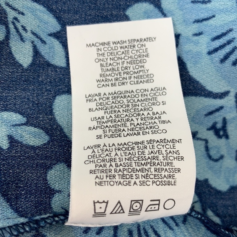 Cabi Java Blue Floral Drawstring Waist Dress Euc … - image 4